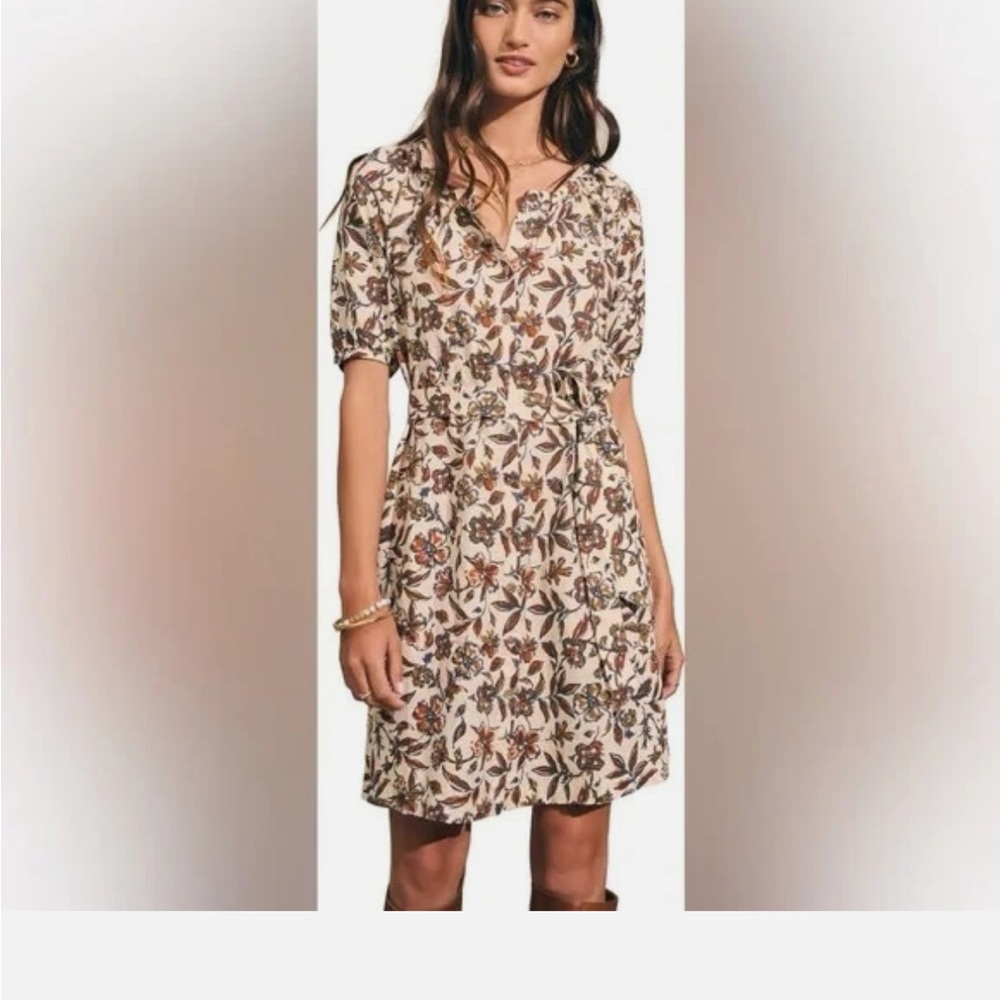 Faherty Indee Floral Carmel Mini Dress - NWT